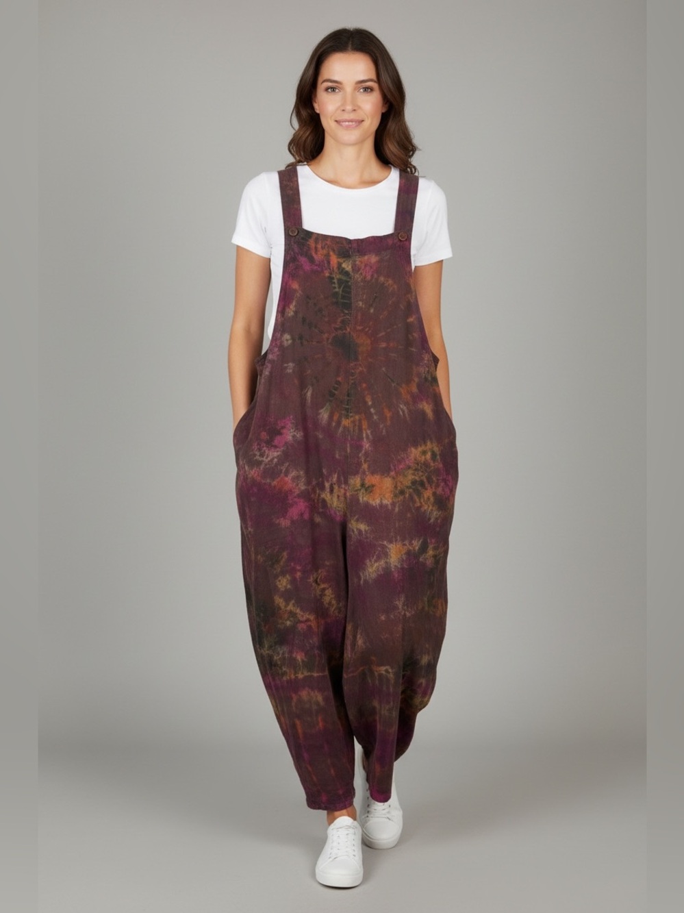 Earthbound Trading Co Tie Dye Overalls Large
